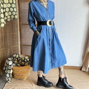 Vintage button down denim dress
